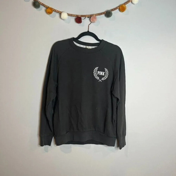 Victoria's Secret PINK logo crewneck charcoal sweatshirt - Picture 1 of 4